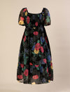 Maternity & Nursing Black Floral Printed Chiffon Midi Dress