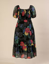 Maternity & Nursing Black Floral Printed Chiffon Midi Dress