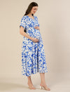 Maternity & Nursing Blue Floral Midi Dress