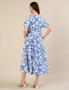 Maternity & Nursing Blue Floral Midi Dress