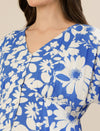 Maternity & Nursing Blue Floral Midi Dress