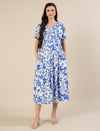 Maternity & Nursing Blue Floral Midi Dress