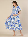 Maternity & Nursing Blue Floral Midi Dress