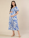 Maternity & Nursing Blue Floral Midi Dress