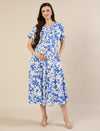 Maternity & Nursing Blue Floral Midi Dress