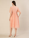 Maternity & Nursing Peach Lace Flutter Sleeve Wrap Dress