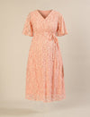 Maternity & Nursing Peach Lace Flutter Sleeve Wrap Dress