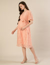 Maternity & Nursing Peach Lace Flutter Sleeve Wrap Dress