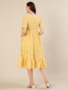 Maternity & Nursing Yellow Floral Lace Midi Dress