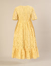 Maternity & Nursing Yellow Floral Lace Midi Dress