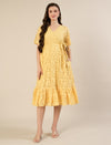 Maternity & Nursing Yellow Floral Lace Midi Dress