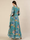 Maternity & Nursing Floral Printed Blue Maxi Dress
