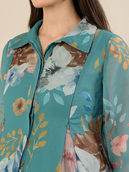 Maternity & Nursing Floral Printed Blue Maxi Dress