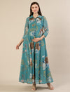 Maternity & Nursing Floral Printed Blue Maxi Dress