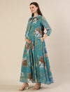 Maternity & Nursing Floral Printed Blue Maxi Dress