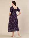 Maternity & Nursing Floral Purple Cotton Long Dress