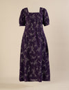 Maternity & Nursing Floral Purple Cotton Long Dress