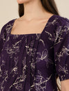 Maternity & Nursing Floral Purple Cotton Long Dress