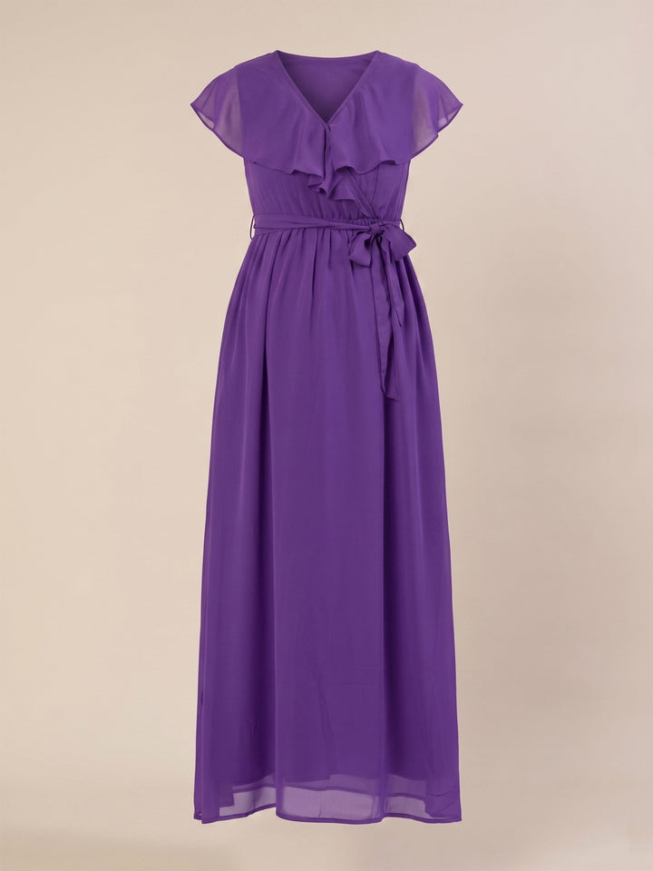 Maternity & Nursing Purple Ruffle Side Slit Maxi Dress