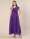 Maternity & Nursing Purple Ruffle Side Slit Maxi Dress