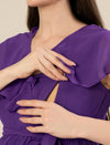 Maternity & Nursing Purple Ruffle Side Slit Maxi Dress