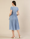 Maternity & Nursing Gingham White Blue Midi Dress
