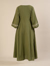 Maternity & Nursing Green Cotton Button-Down Midi Dress
