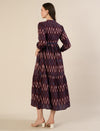 Maternity & Nursing Maroon Ikat Tiered Cotton Midi Dress