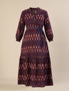 Maternity & Nursing Maroon Ikat Tiered Cotton Midi Dress
