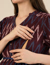 Maternity & Nursing Maroon Ikat Tiered Cotton Midi Dress