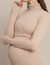 Bodycon Maternity Zipless Nursing-friendly Dress - Beige
