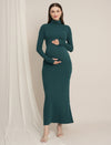 Bodycon Maternity Zipless Nursing-friendly Dress - Green
