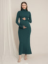 Bodycon Maternity Zipless Nursing-friendly Dress - Green