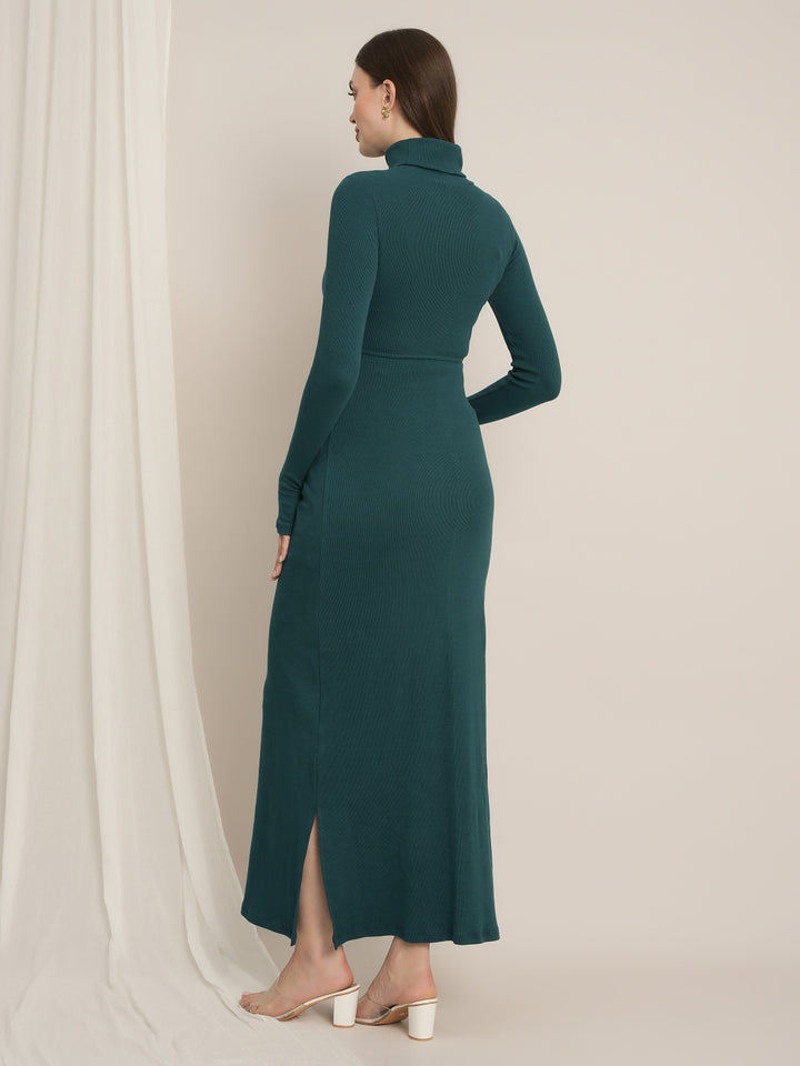 Bodycon Maternity Zipless Nursing-friendly Dress - Green