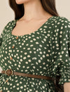 Maternity & Nursing Green Polka Dot Button-Front Midi Dress