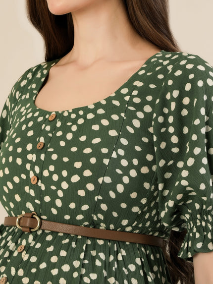 Maternity & Nursing Green Polka Dot Button-Front Midi Dress