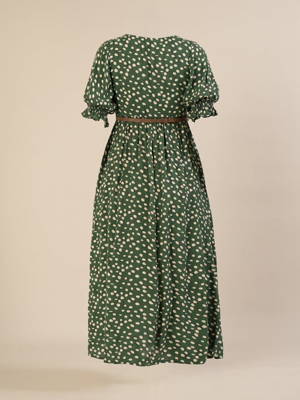 Maternity & Nursing Green Polka Dot Button-Front Midi Dress