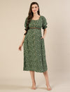 Maternity & Nursing Green Polka Dot Button-Front Midi Dress