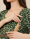 Maternity & Nursing Green Polka Dot Button-Front Midi Dress