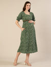 Maternity & Nursing Green Polka Dot Button-Front Midi Dress
