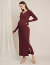 Zipless Maternity Bodycon Dress - Burgundy