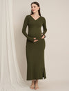 Zipless Maternity Bodycon Dress - Olive Green