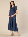 Maternity & Nursing Steel Blue Button-Front Denim Dress