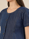 Maternity & Nursing Steel Blue Button-Front Denim Dress