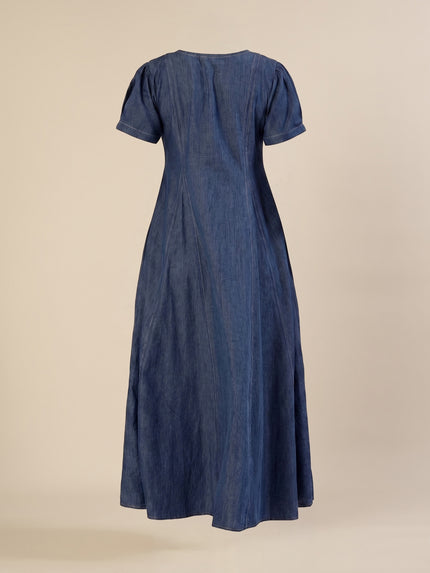 Maternity & Nursing Steel Blue Button-Front Denim Dress