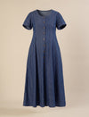 Maternity & Nursing Steel Blue Button-Front Denim Dress