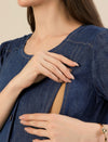 Maternity & Nursing Steel Blue Button-Front Denim Dress