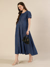 Maternity & Nursing Steel Blue Button-Front Denim Dress
