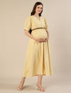 Maternity & Nursing Yellow Stripe Belted Midi Dress