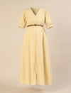 Maternity & Nursing Yellow Stripe Belted Midi Dress